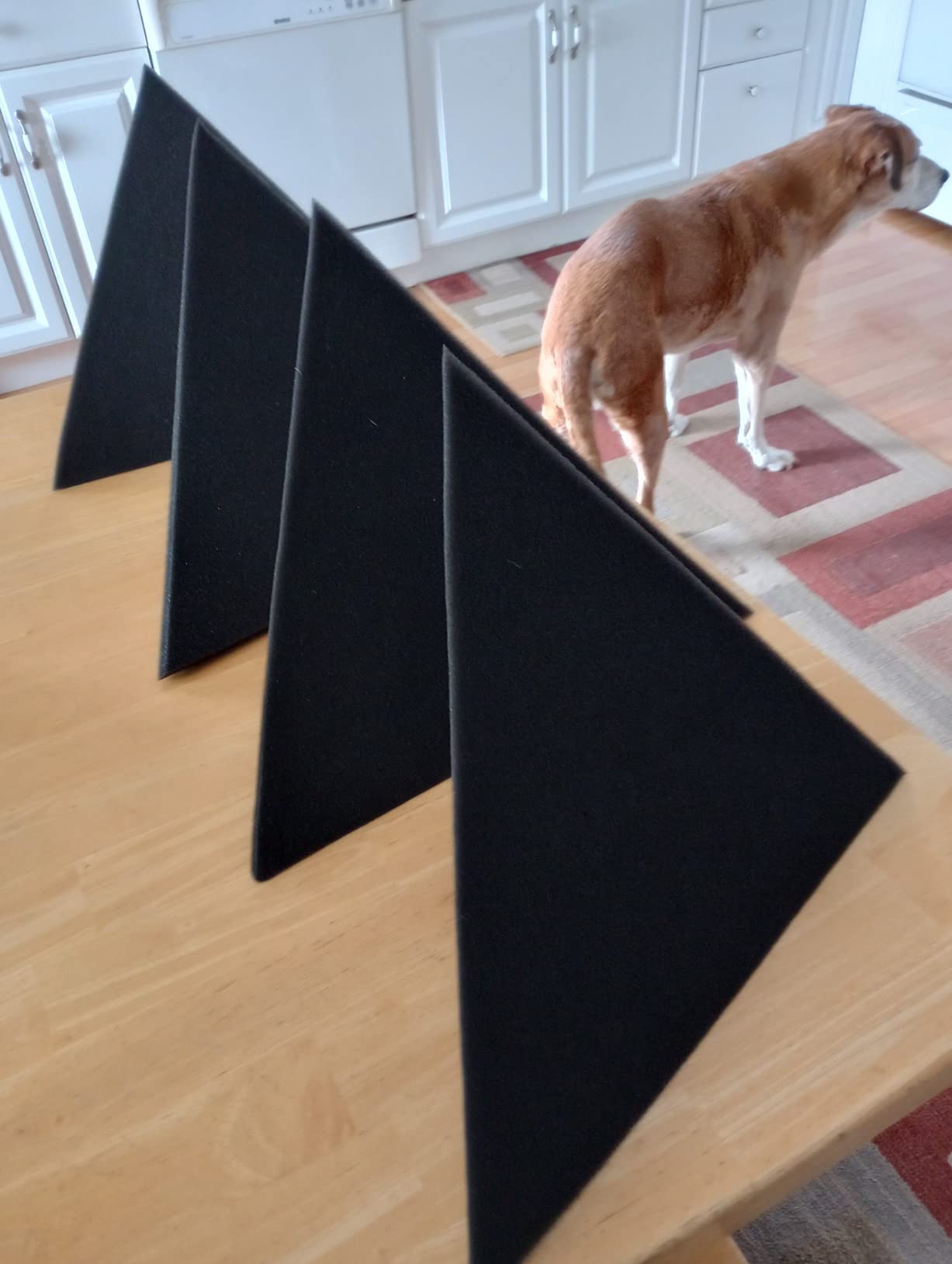 Foroomaco Triangular Pyramid Bass Traps for Ceiling Corners, 4 Pack, Black customer photo 1