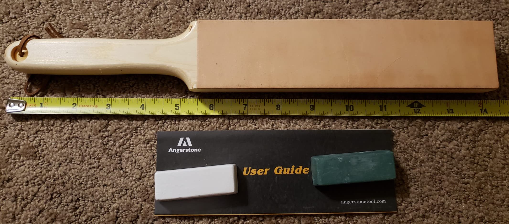ANGERSTONE Double Side Leather Strop for Knife Sharpening - 14