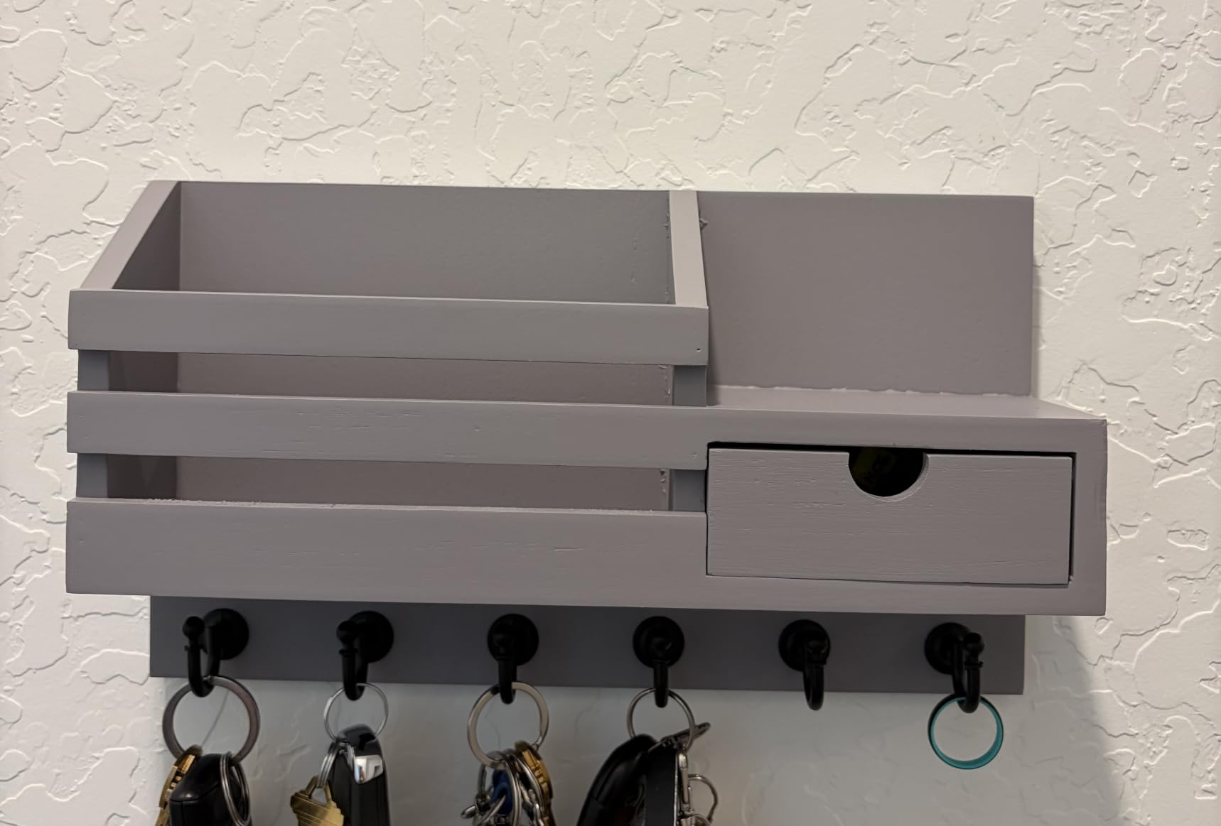 FifthQuarter Key and Mail Holder Wall Mount with Drawer and 6 Sturdy Hooks customer photo 2