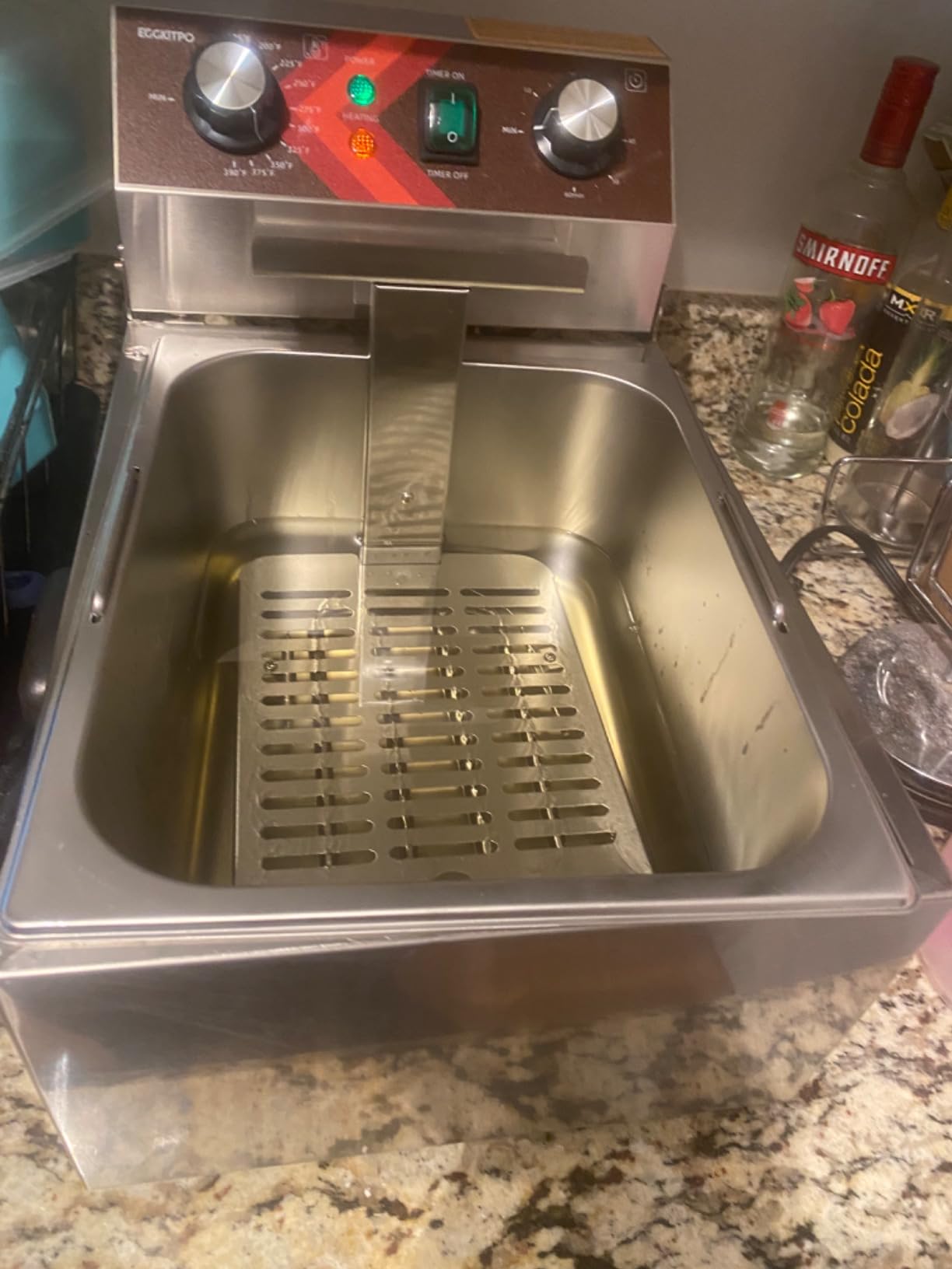 EGGKITPO Electric Deep fryer Single Tank Deep Fryer with Basket Capacity 10L(10.5QT) Electric Countertop Fryers with 60 Minute Timer for Home Kitchen and Restaurant, 1800 Watts, 120V customer photo 2