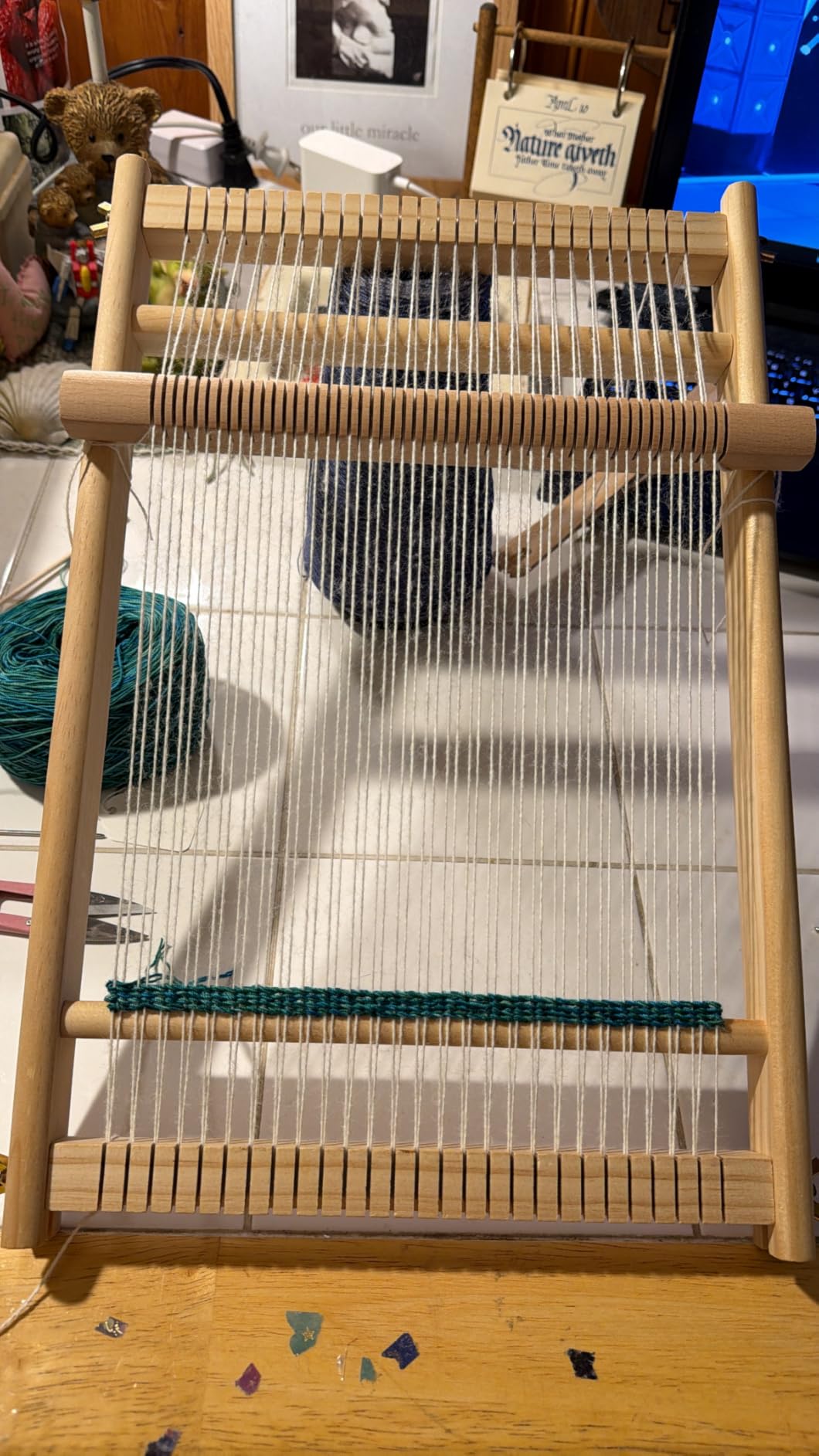 Weaving Loom Kit,Wooden Multi-Craft Weaving Loom Tapestry Loom Large Frame 9.85x 15.5inch,DIY Hand-Knitting Weaving Machine with Loom Stick Bar for Kids, Adult and Beginners Handcraft Loom customer photo 1