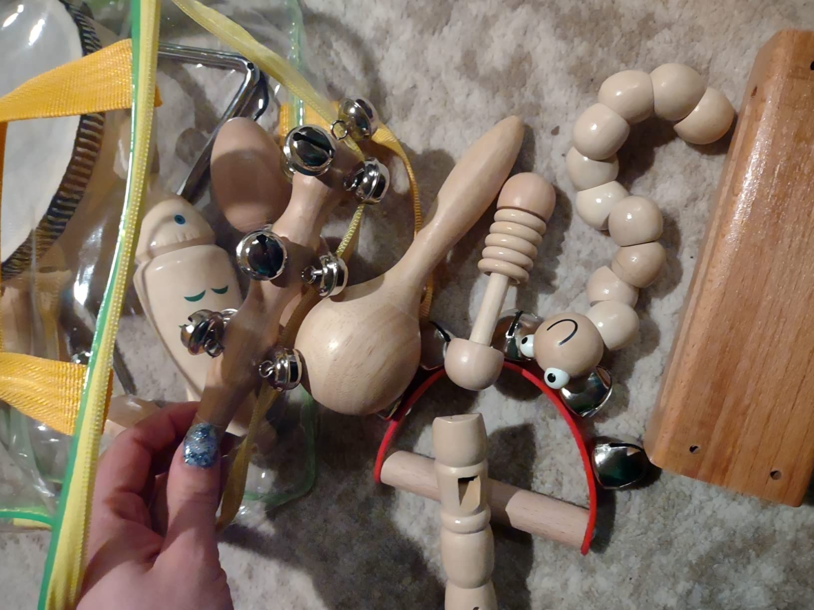 Kids Musical Instruments,100% Natural Wooden Music Percussion Toy Sets, 23 Pcs Tambourine Xylophone Toys for Kids, Girls Boys Preschool Education Early Learning Musical Toys with Bags customer photo 1
