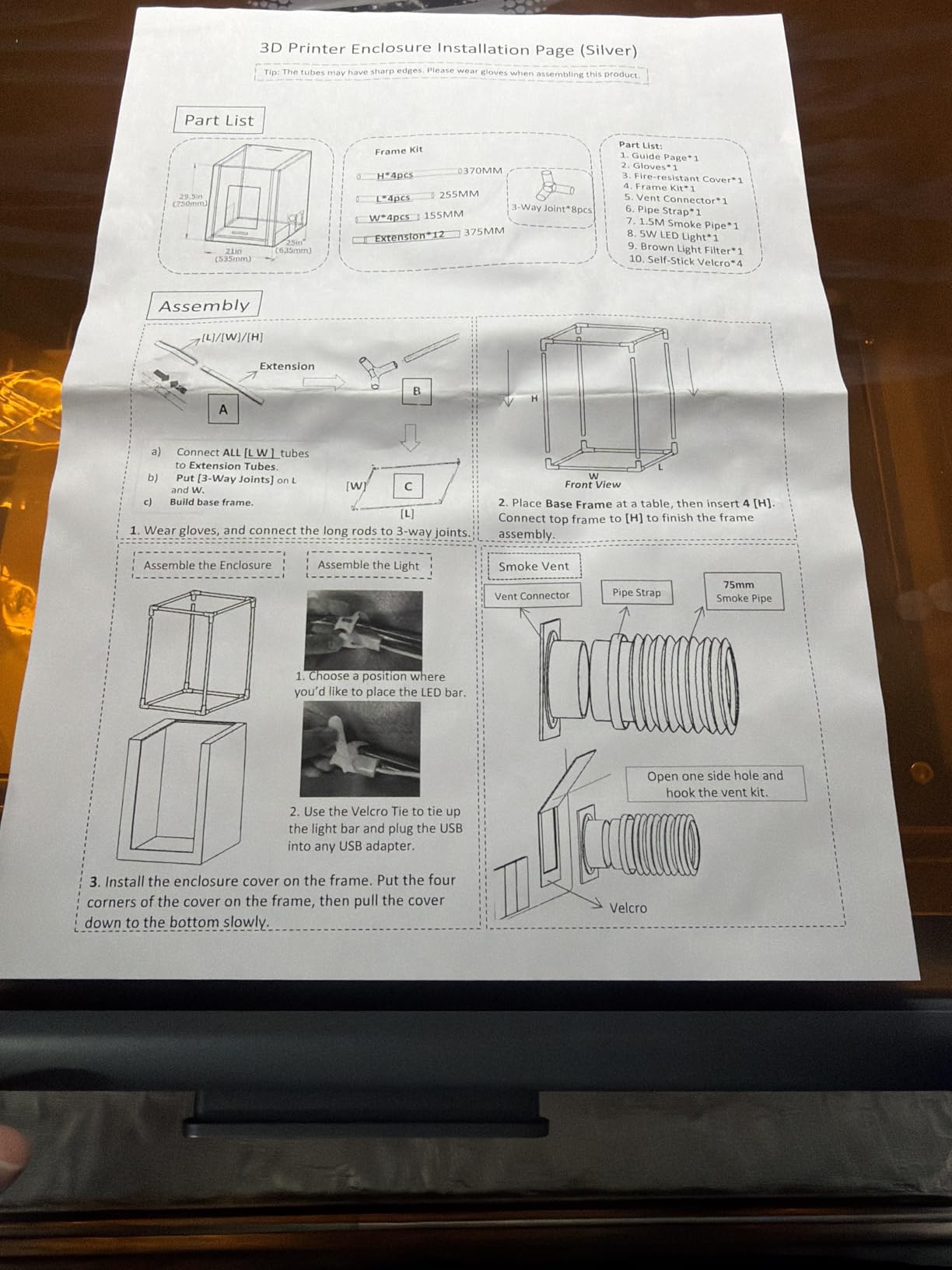 3-in-1 Multifunctional 3D Printer Enclosure Laser Engraver Eye Protective Shield Cover Resin 3D Printer Fireproof Tent with Fume Extractor Smoker Absorber Filament Dryer Dust Cover (3in1 Tent) customer photo 1
