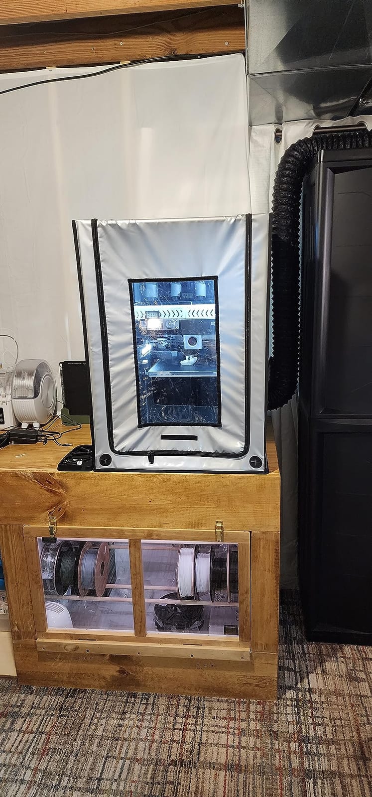 3-in-1 Multifunctional 3D Printer Enclosure Laser Engraver Eye Protective Shield Cover Resin 3D Printer Fireproof Tent with Fume Extractor Smoker Absorber Filament Dryer Dust Cover (3in1 Tent) customer photo 2