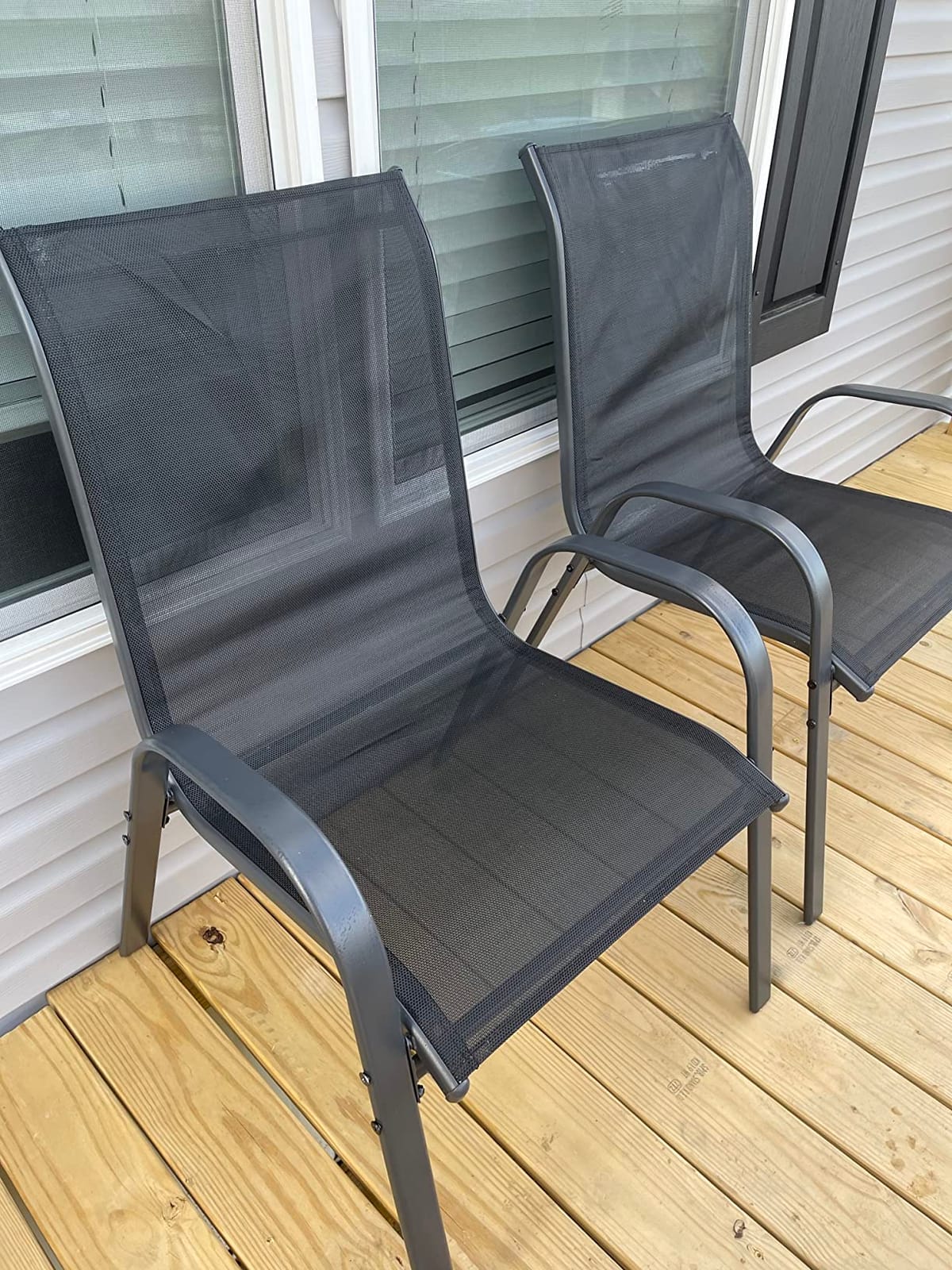 Amopatio Patio Chairs Set of 4, Outdoor Stackable Dining Chairs for All Weather, Breathable Garden Outdoor Furniture for Backyard Deck, Brown customer photo 1