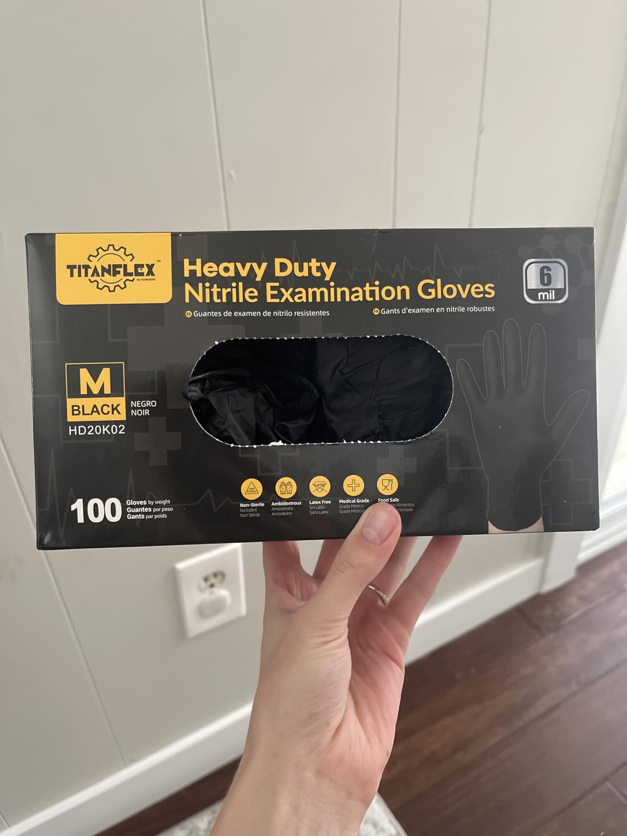 TitanFlex Disposable Nitrile Exam Gloves - 6-mil, Black, Heavy Duty, Latex Free, Food Safe for Cooking customer photo 2