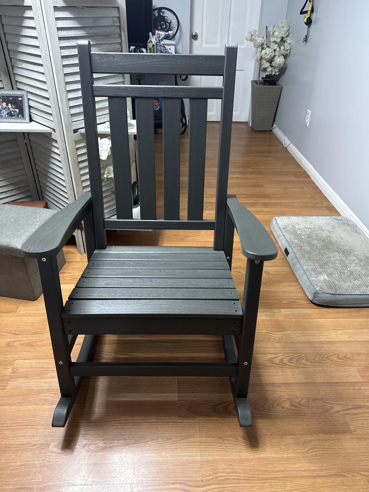 SERWALL Outdoor Rocking Chair Set of 2, HDPE Rocking Chair for Adult, Grey customer photo 1