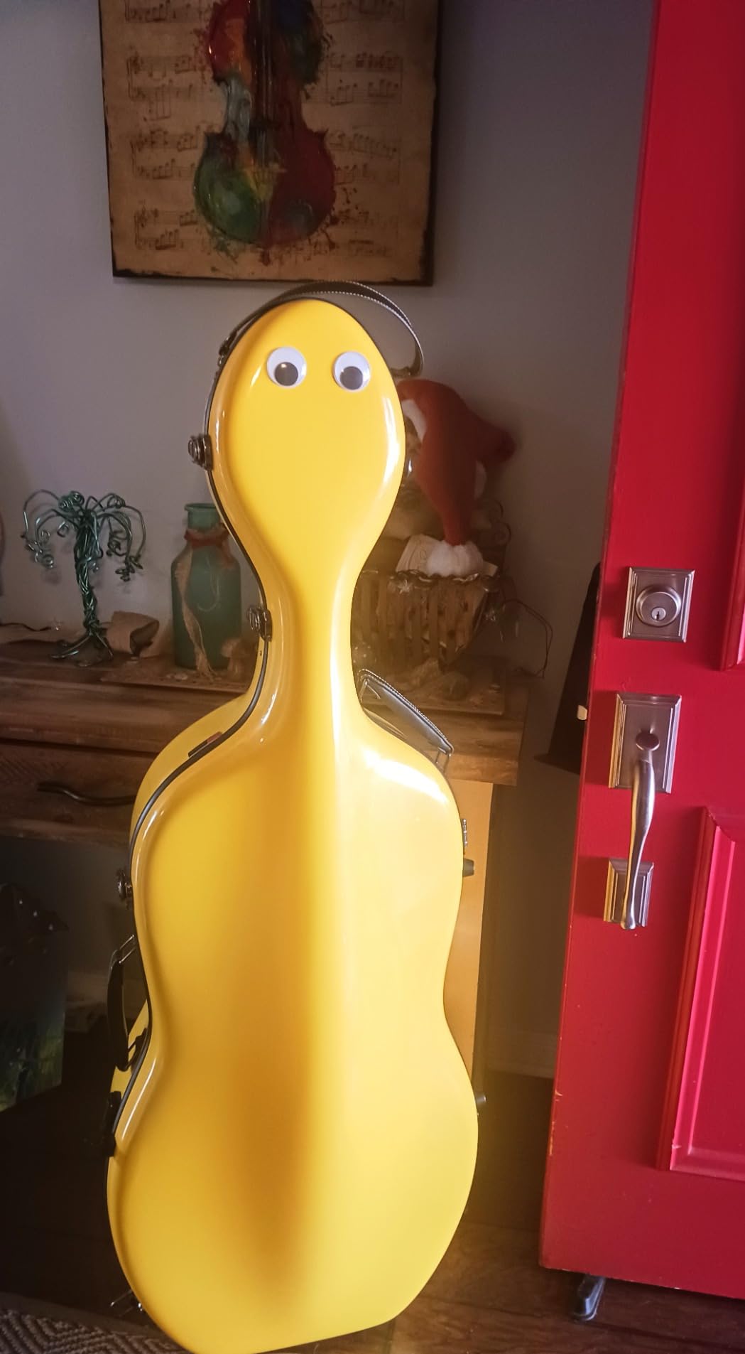 Crossrock Fiberglass 4/4 Cello Case with Wheels | Red Finish, Grey Velvet Interior, Combo Lock, Padded Music Pouch, 3 Handles – Full Size Hardshell (CRF2020CEFRD) customer photo 2