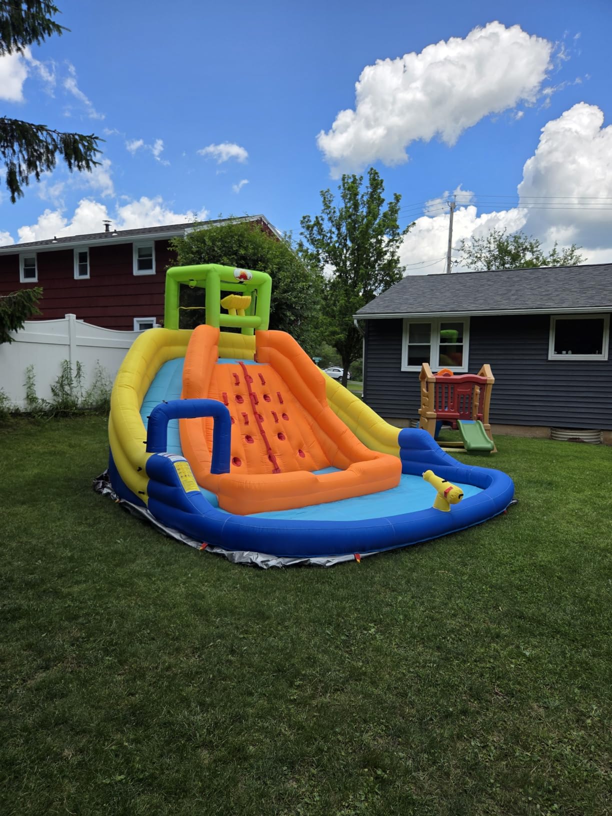 WELLFUNTIME Inflatable Water Slide, Bounce House with Water Bucket, Deep Pool, Climbing Wall with Rope, Bouncy Castle with Air Blower customer photo 1