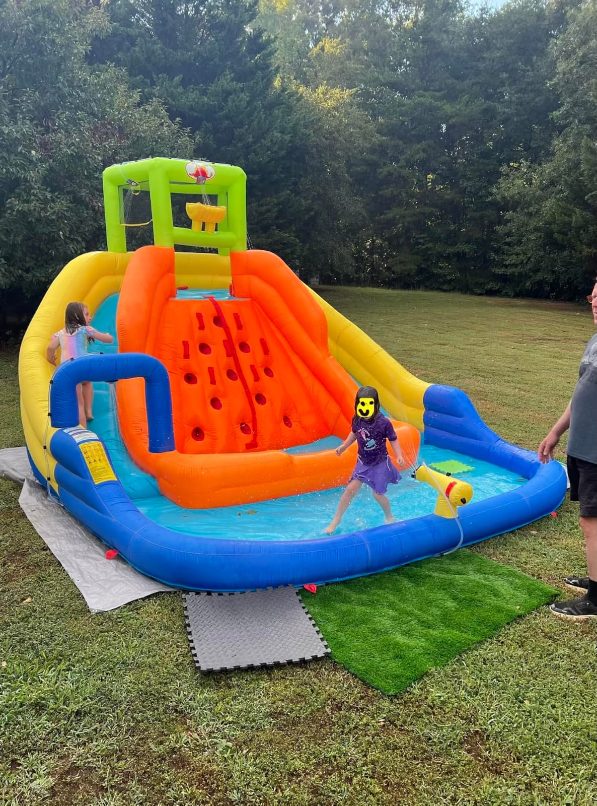 WELLFUNTIME Inflatable Water Slide, Bounce House with Water Bucket, Deep Pool, Climbing Wall with Rope, Bouncy Castle with Air Blower customer photo 2
