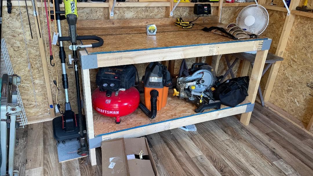 HEAVYWEIGHT DIY Workbench Hardware Kit, 24 in W x 48 in D, 500 lb Capacity, Easy 90 Cuts, Lumber Not Included, Gray Plastic Brackets customer photo 1