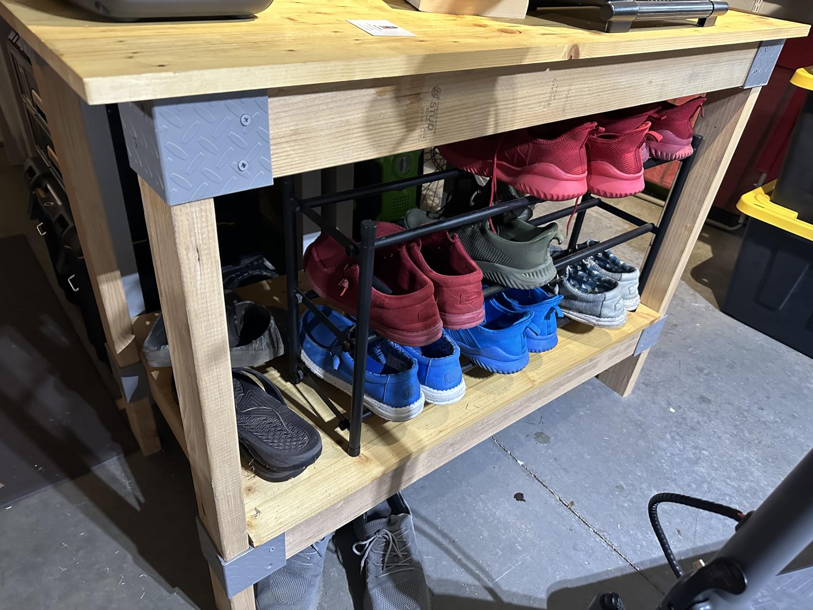 HEAVYWEIGHT DIY Workbench Hardware Kit, 24 in W x 48 in D, 500 lb Capacity, Easy 90 Cuts, Lumber Not Included, Gray Plastic Brackets customer photo 2
