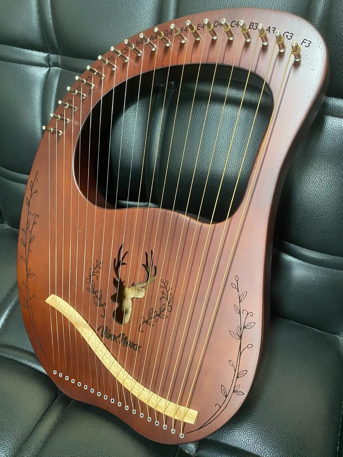 Lyre Harp, 19-String Mahogany Lyra Harp Kit for Beginners Adults customer photo 2