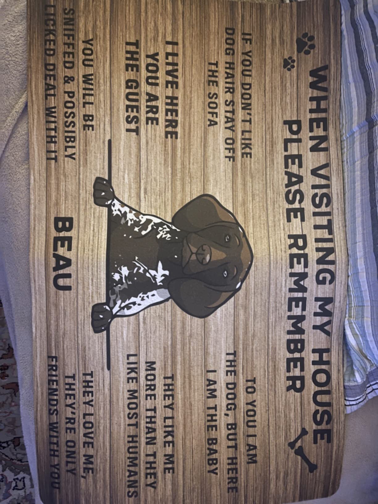 Personalized No Need to Knock Doormat - Custom Pet Photo & Name, Funny Welcome Mat, Entrance Mat, Dog Dad/Mom Gift, Housewarming Gift for Pet Lovers customer photo 1
