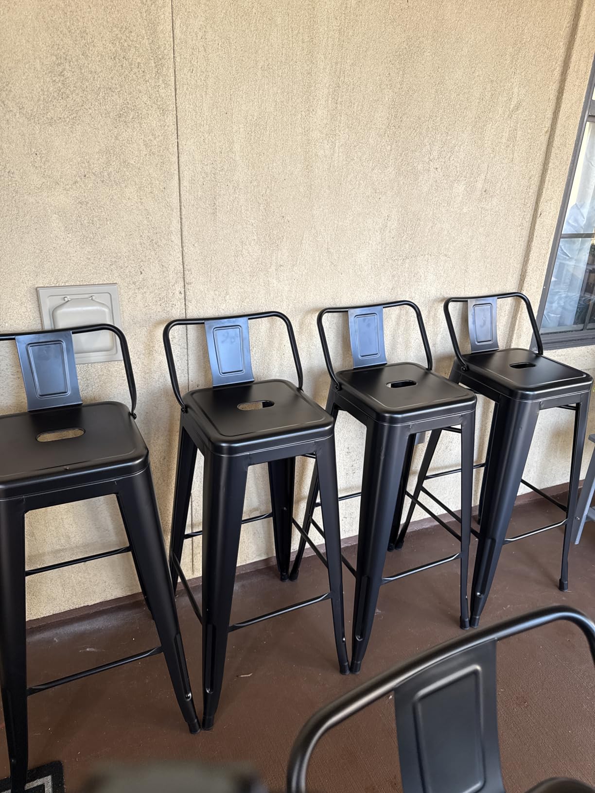 Yaheetech 30 Inch Metal Bar Stools Set of 4 Bar Chairs with Low Back, Black customer photo 2
