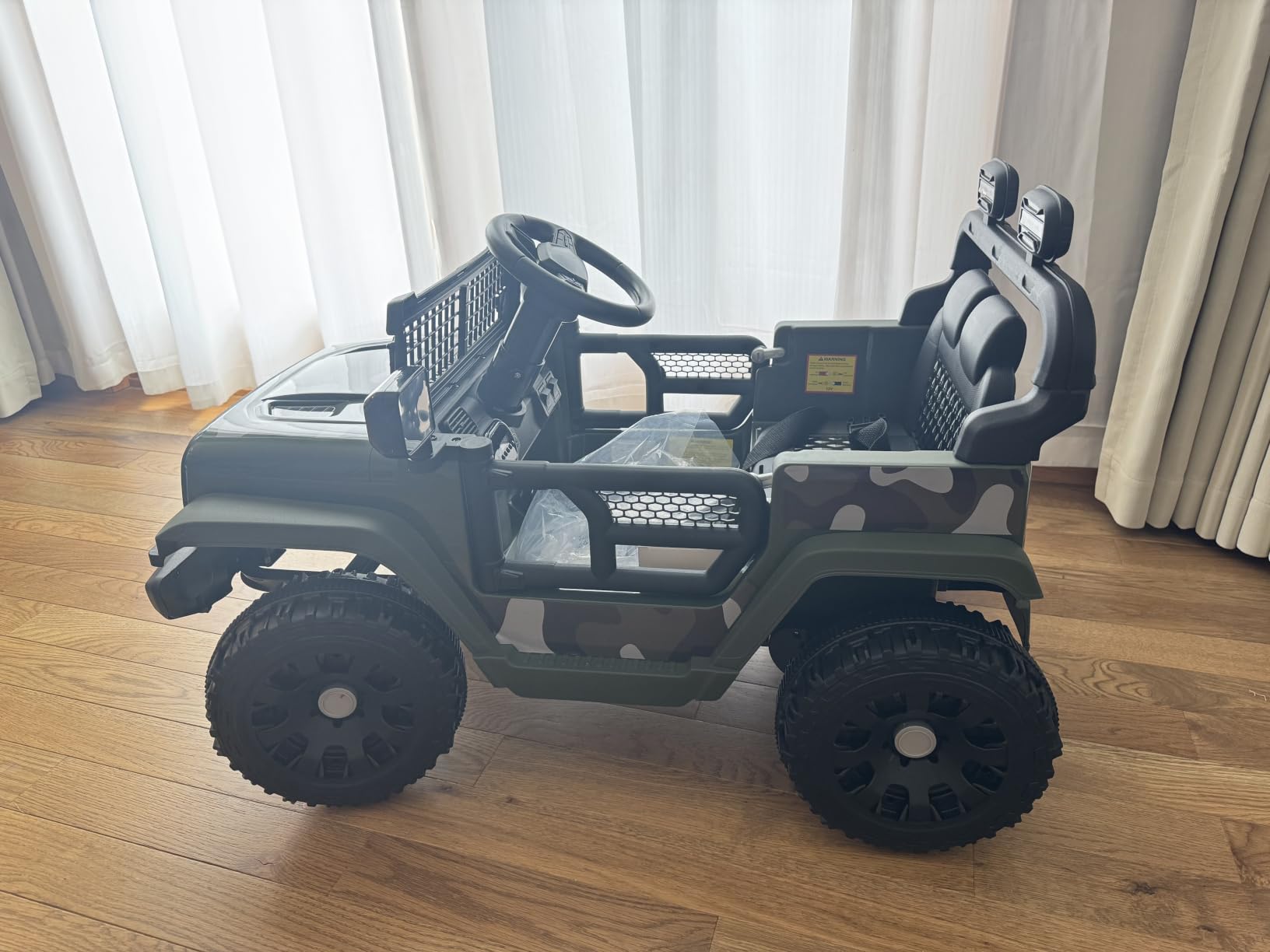 ELEMARA Ride On Car, Bluetooth Ride on Toys for Toddlers, 12V Kids Battery Powered Vehicles w/Remote, 3.5 mph Motorized Off-Road Truck, Electric Car for Kids w/3 Speeds,LED Lights- Olive customer photo 1