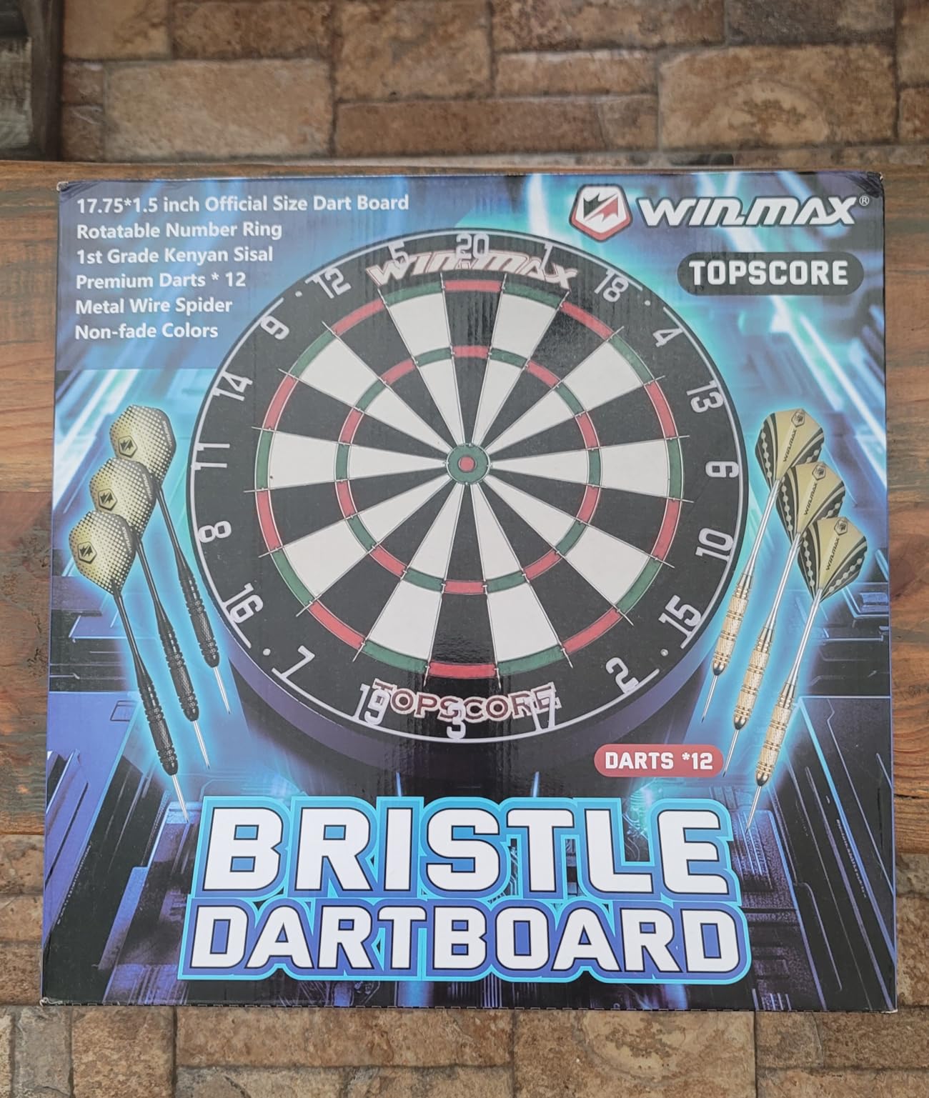 WIN.MAX Dart Board - Bristle Steel Tip Dartboard with 12 Metal Darts customer photo 2