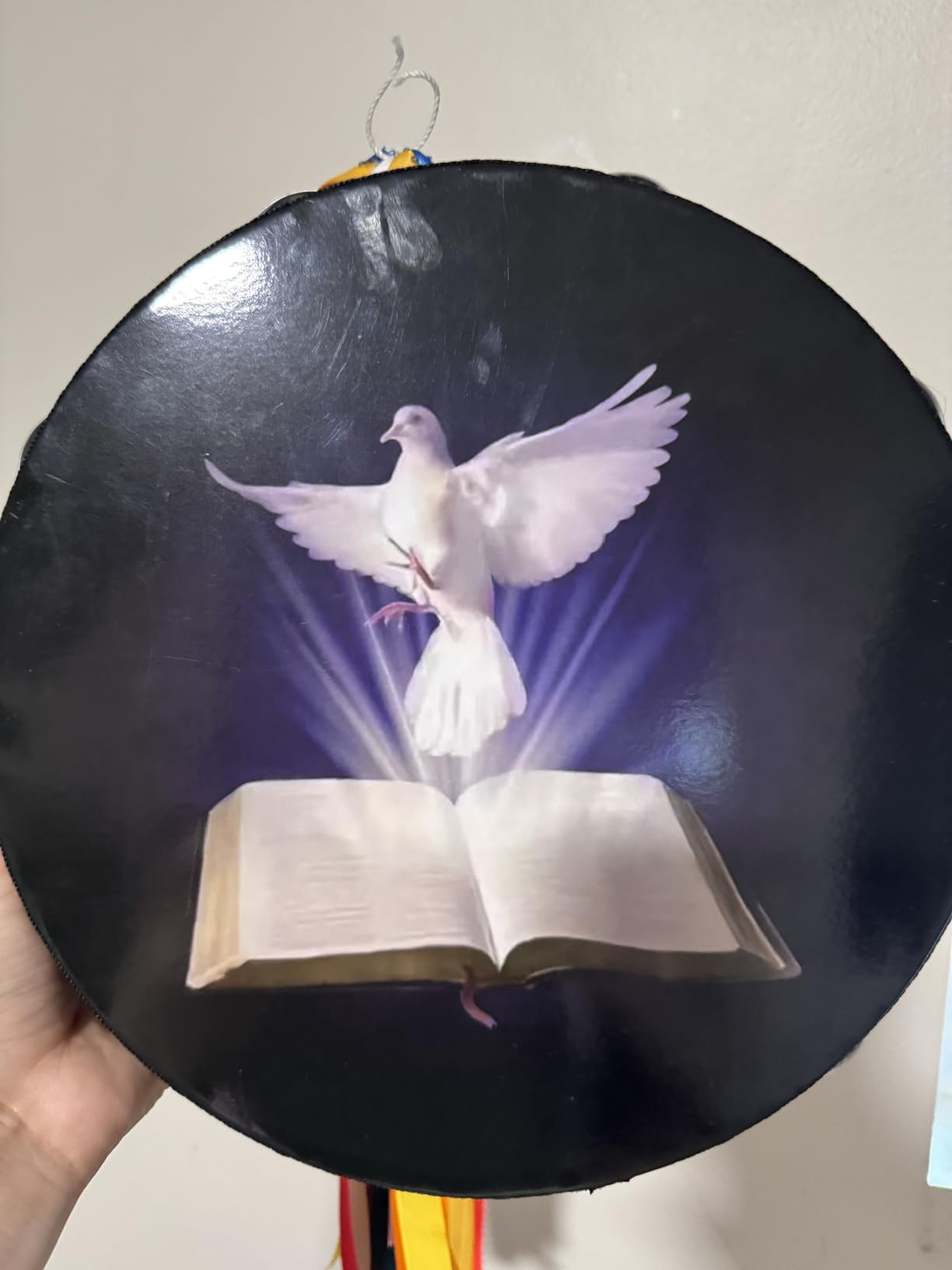 Boao 6 Pack Tambourines for Church, Double Row Jingle, Dove Bible Black customer photo 2