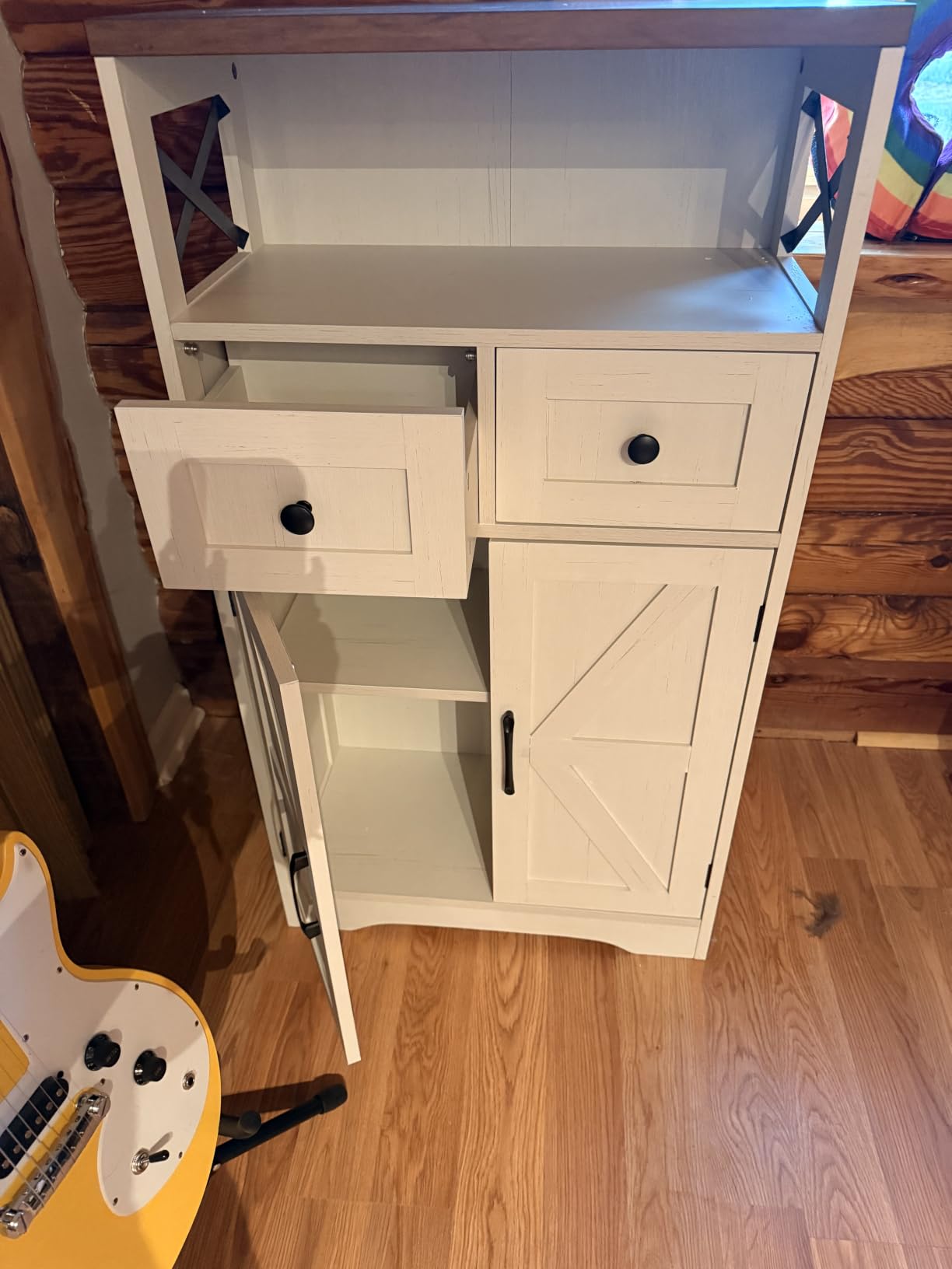 Befrases Farmhouse Storage Cabinet with Drawers and Shelf, Freestanding Kitchen Pantry Hutch for Kitchen, Living Room, Home Office, Rustic Grey customer photo 1
