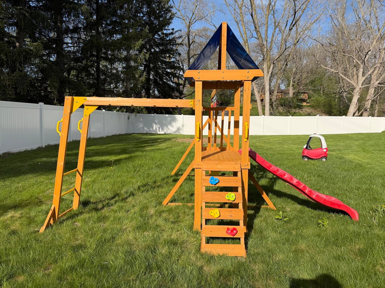 Kids Swing Sets for Backyard, Wooden Playground Sets for Ages 3-6 customer photo 1