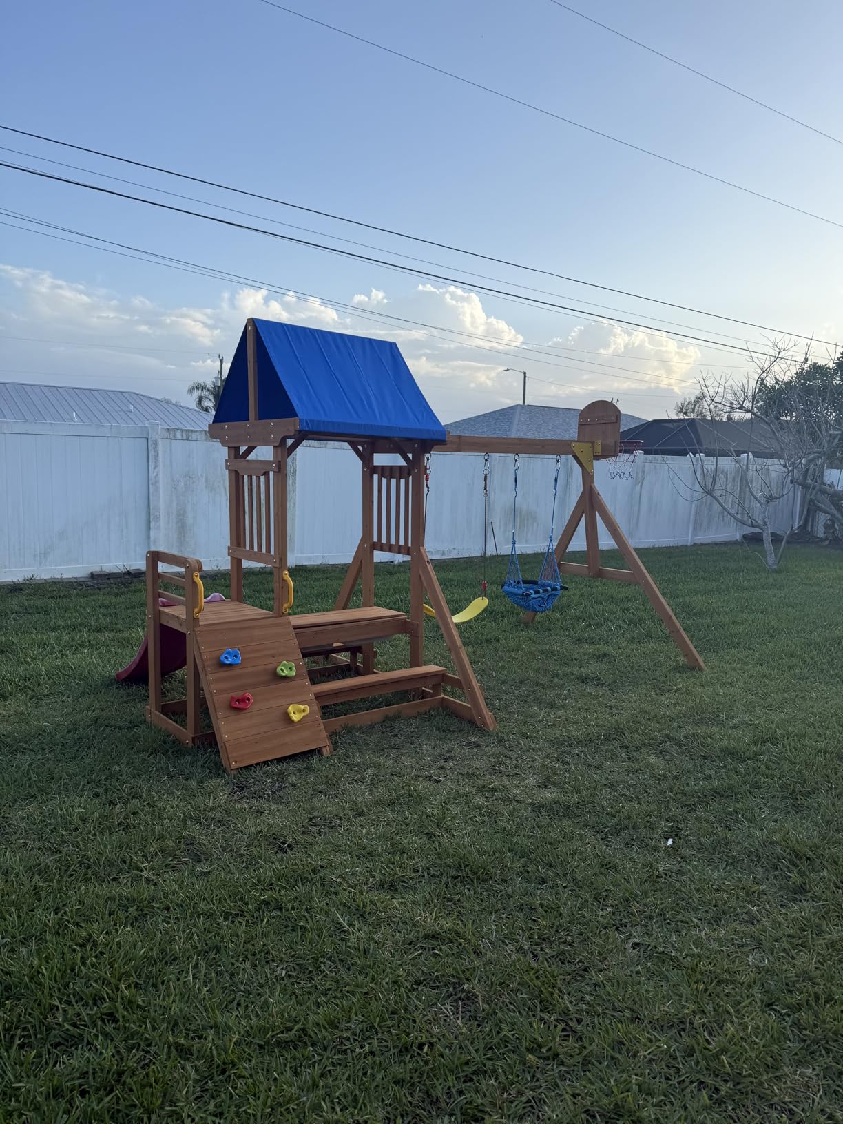 Kids Swing Sets for Backyard, Wooden Playground Sets for Ages 3-6 customer photo 2