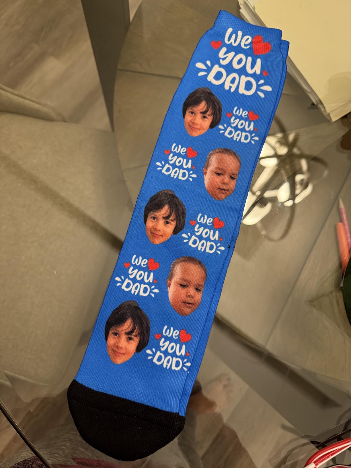 Artsadd Custom Face Socks for Dad Fathers Day Gift Novelty Personalized Photo Pet Socks Customized Crew Sock -Made In USA customer photo 1