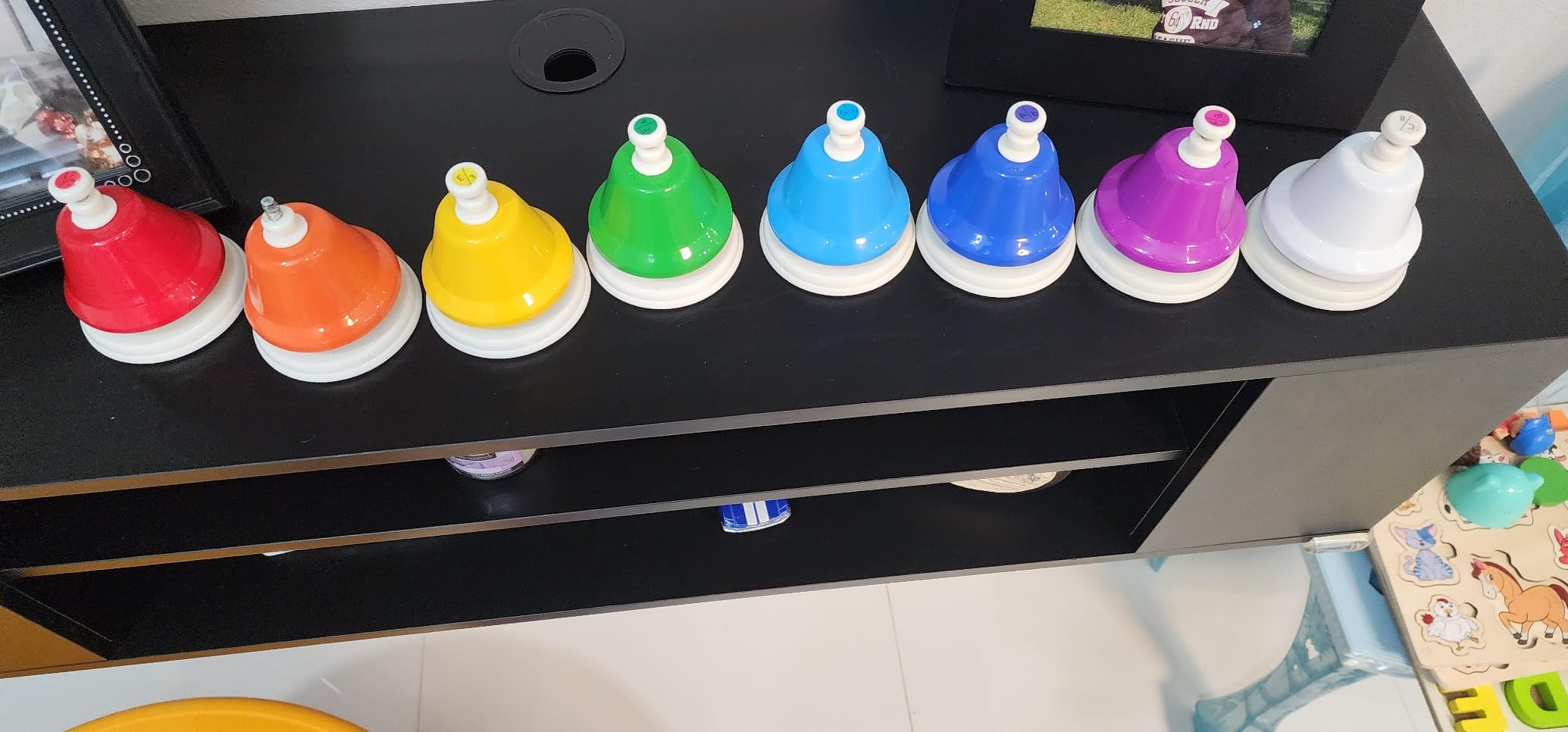 Noamus 8 Notes Desk Bells, Music Bell Percussion Instrument, Colorful Diatonic Metal Bells, Chromatic Musical Table Bell for Church Chorus Holiday Party Supplies Birthday Gift customer photo 2
