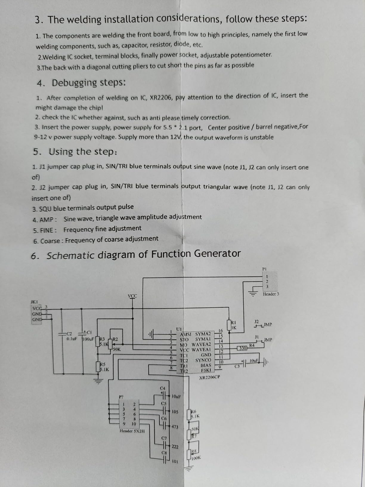 High Precision Function Signal Generator DIY Kit XR2206 Adjustable Frequency Amplitude Module Sine Triangle Square Output 1Hz-1MHz DC 9-12V customer photo 2