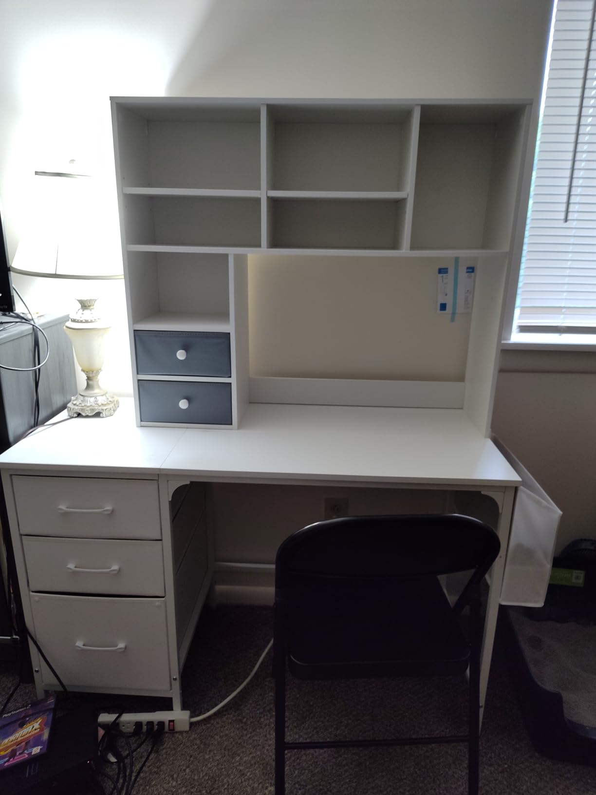 REIBII Desktop Bookshelf, 8 Shelves Desk Hutch for Dorm Room, White customer photo 1