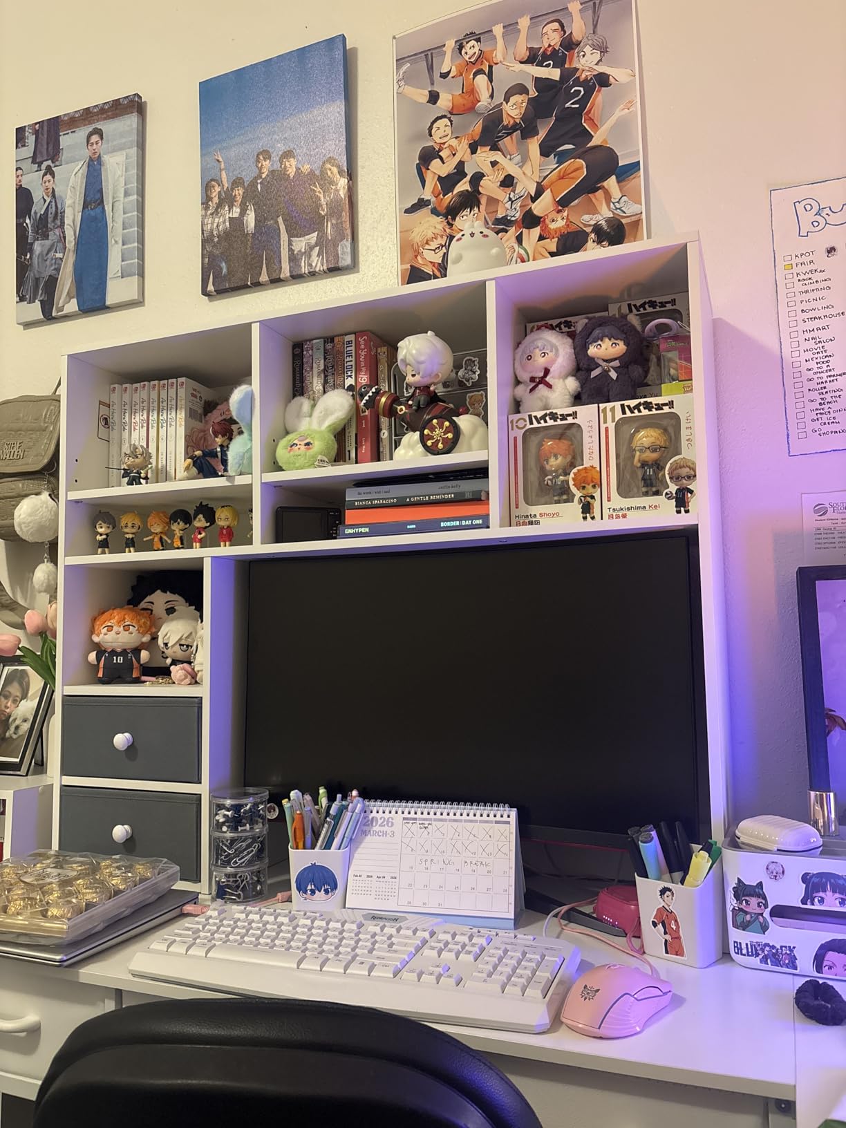 REIBII Desktop Bookshelf, 8 Shelves Desk Hutch for Dorm Room, White customer photo 2