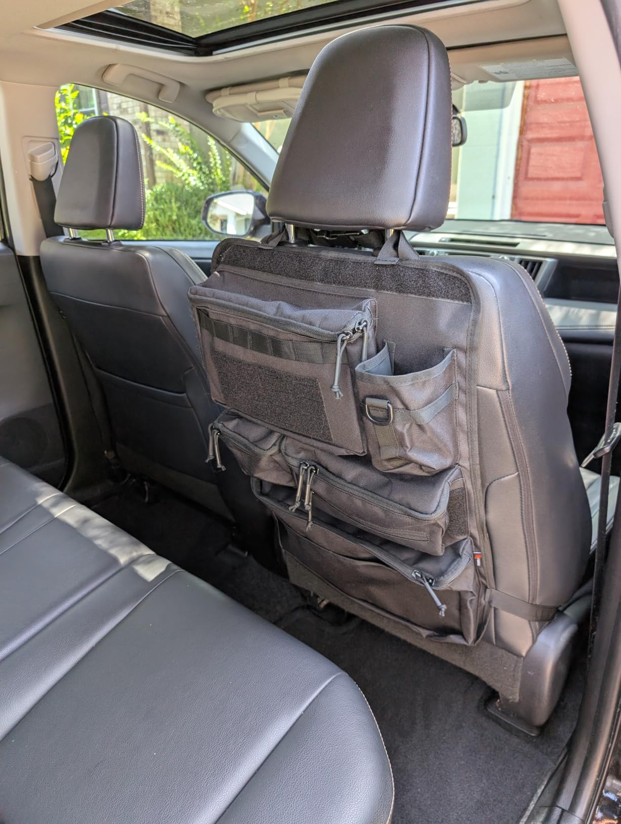6 Pack Tactical Molle Car Seat Back Organizer - Tactical Vehicle Panel Organizer with 5 Detachable Molle Pouch for Car Truck Ford Jeep Vehicle,US Flag Patch and Keychain for Man customer photo 2