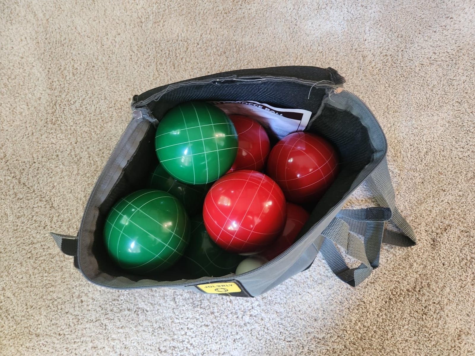 Professional Grade 107mm Bocce Ball Game Set Regulation Size and Weight 920g for Official Tournaments (Red and Green) customer photo 1