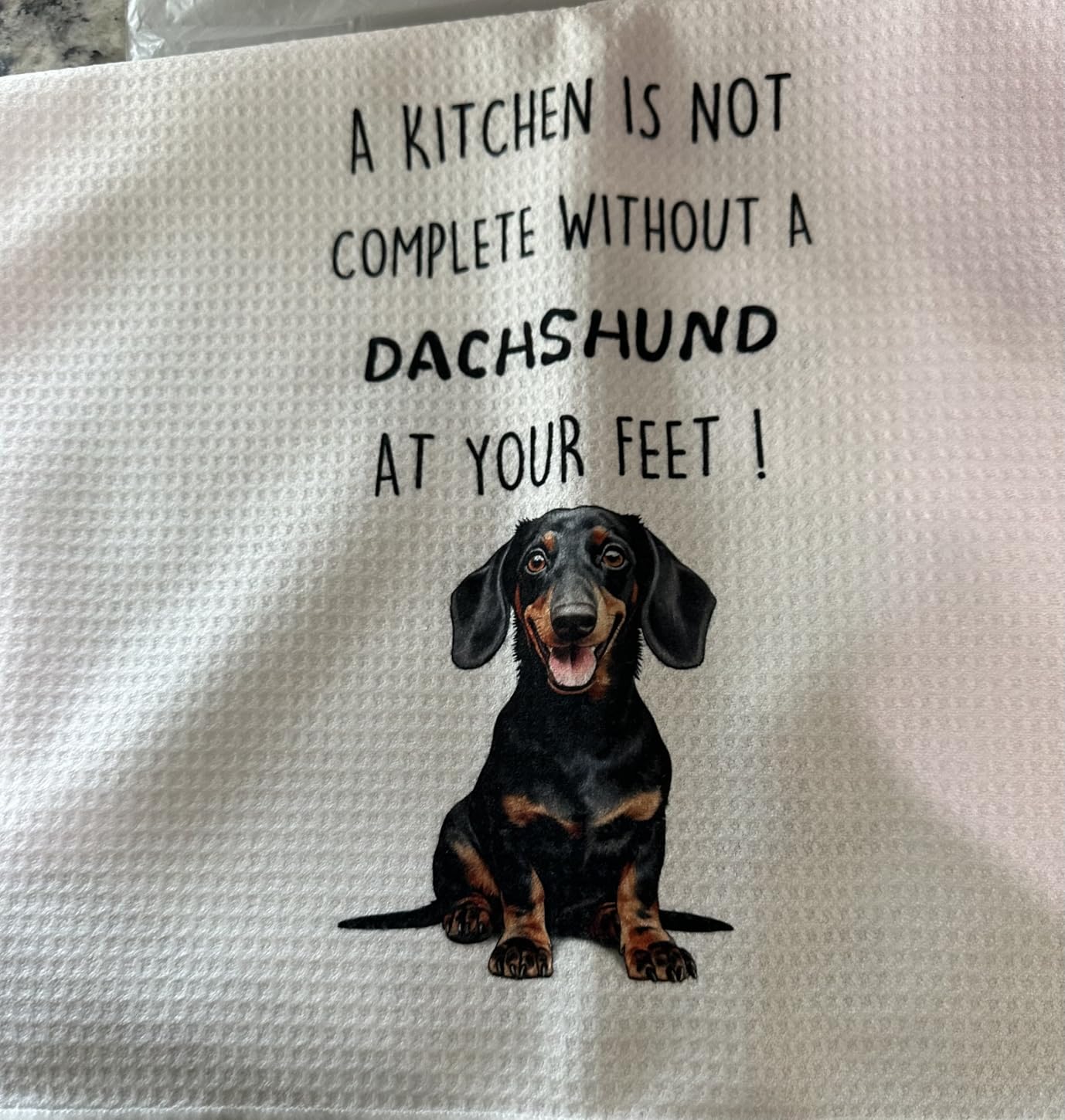 Funny Dachshund Dish Towels Set - Dachshund Gifts Waffle Weave Kitchen Towels, Wiener Dog Decorative Hand Tea Towels for Bathroom Kitchen, Wiener Dog Gifts for Women (16x24 Inches Set of 2) customer photo 1