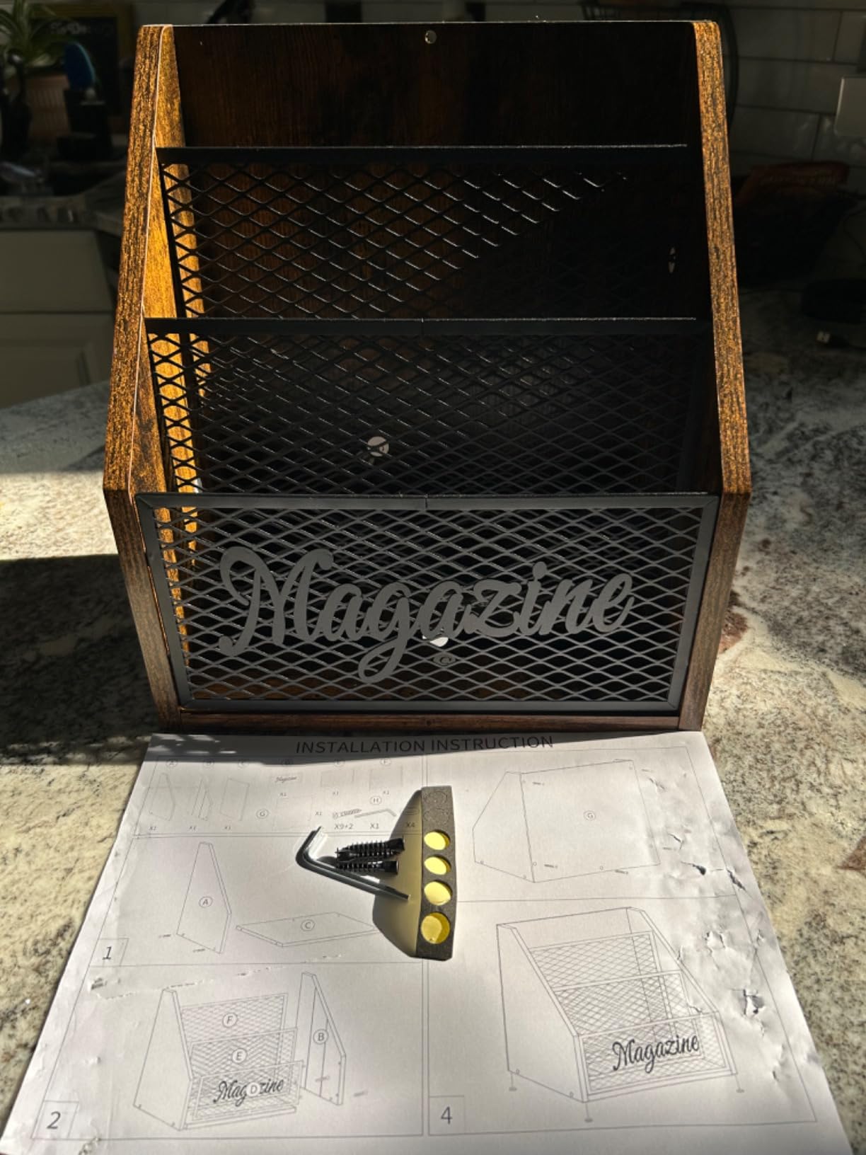 YINMIT 3 Tier Magazine Rack, Stepped Magazine Holder Floor for Home Storage customer photo 2