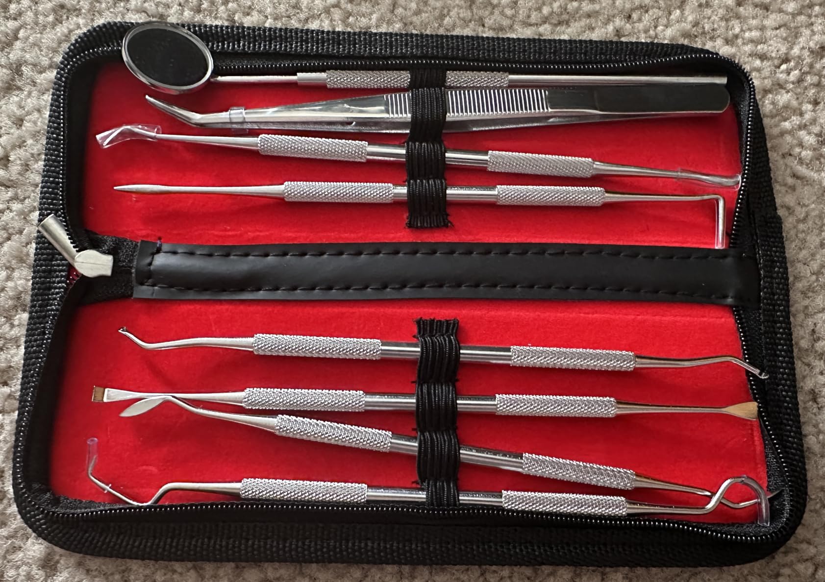 Dental Tools Pet Dog Teeth Cleaner Tool Kit, Stainless Steel Plaque Remover Dental Picks Tooth Tartar Scraper, Pets Oral Care Hygiene Set for Cats and Dogs Use with Case customer photo 1