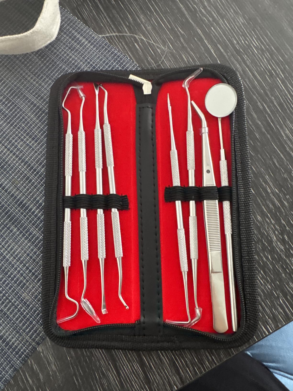 Dental Tools Pet Dog Teeth Cleaner Tool Kit, Stainless Steel Plaque Remover Dental Picks Tooth Tartar Scraper, Pets Oral Care Hygiene Set for Cats and Dogs Use with Case customer photo 2