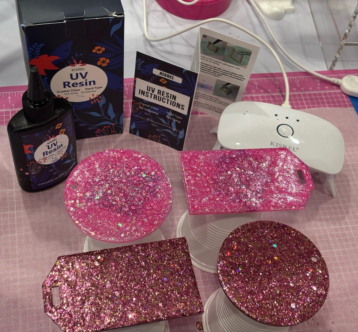 KISREL UV Resin Kit with Light, 200g Hard Type Clear UV Resin and UV Light customer photo 2