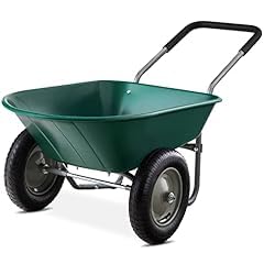 Best Choice Products Dual-Wheel Home Utility Yard Wheelbarrow Garden Cart w/Built-in Stand for Lawn, Gardening, Construction - Red customer photo 2