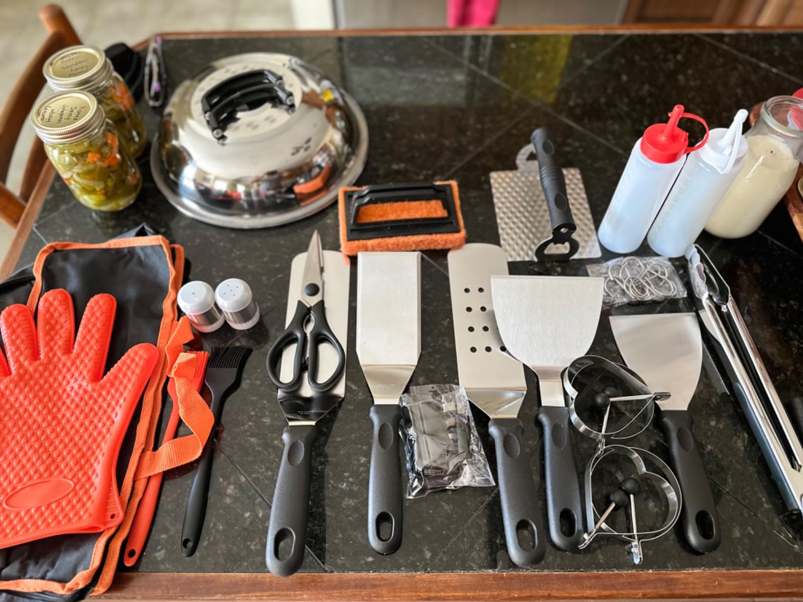 DY DECENT FAMILY 40PCS Griddle Accessories Kit, Flat Top Grill Accessories Set for Outdoor Barbecue. Griddle Accessories Set with Basting Cover, Spatula, Scraper, Burger Press, Tongs, Cleaning Kit customer photo 1