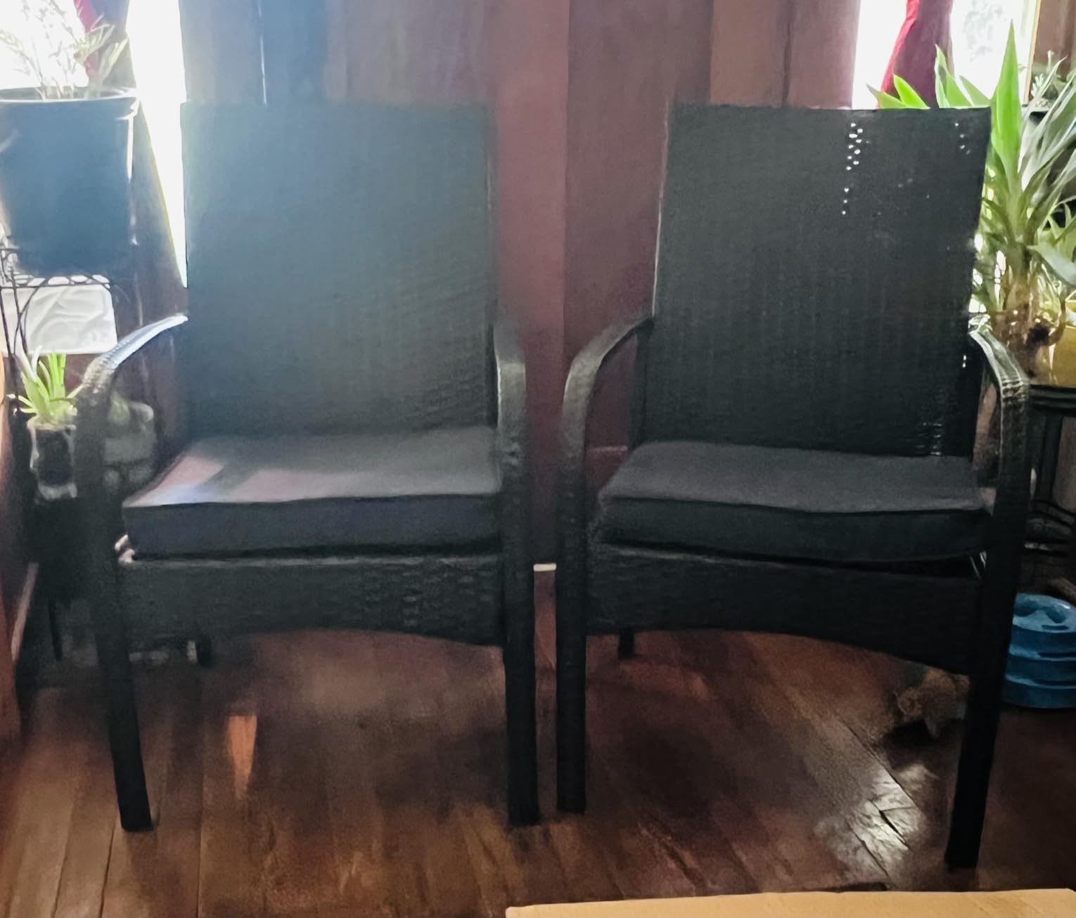 Outdoor Wicker Patio Dining Chairs with Padded Cushions Set of 4: Porch Rattan Chairs Club Chairs with High Back and Deep Seating 350lbs, Brown customer photo 2