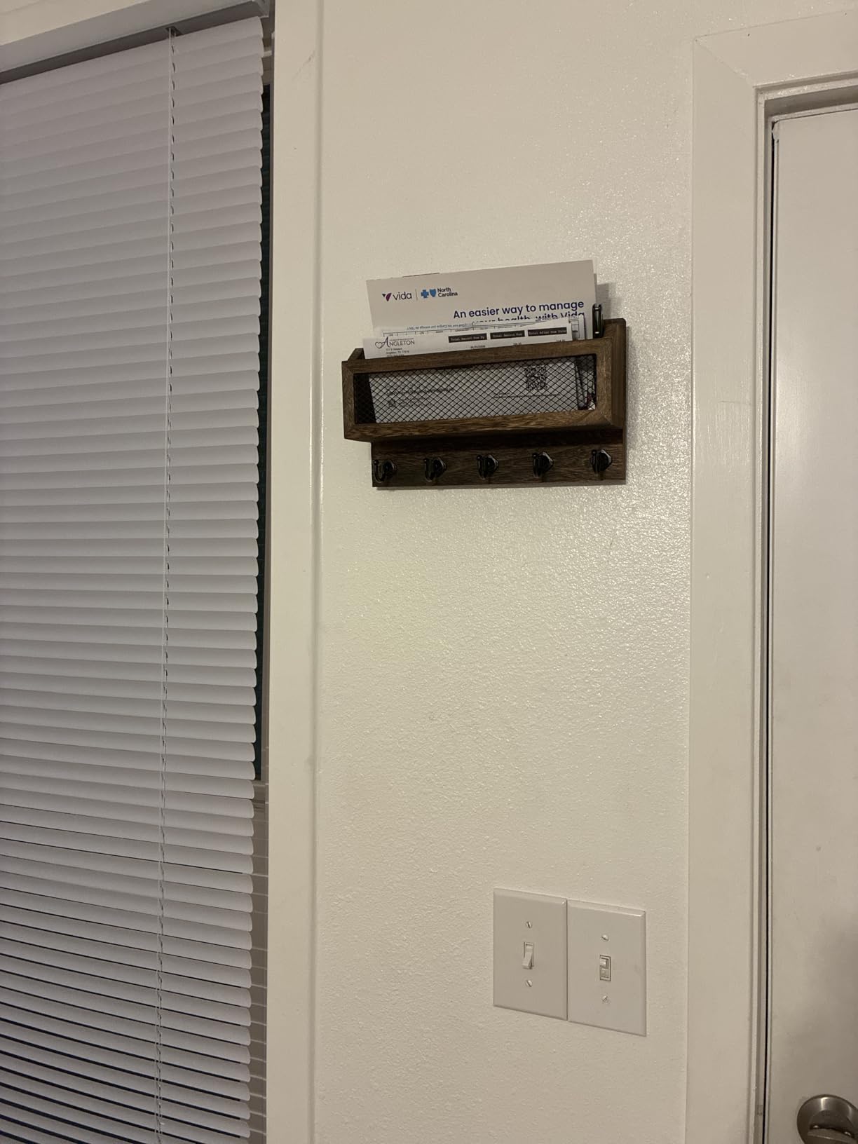 Nekon Mail and Key Holder for Wall Decorative, 11 Inch Mail Holder, Brown customer photo 2