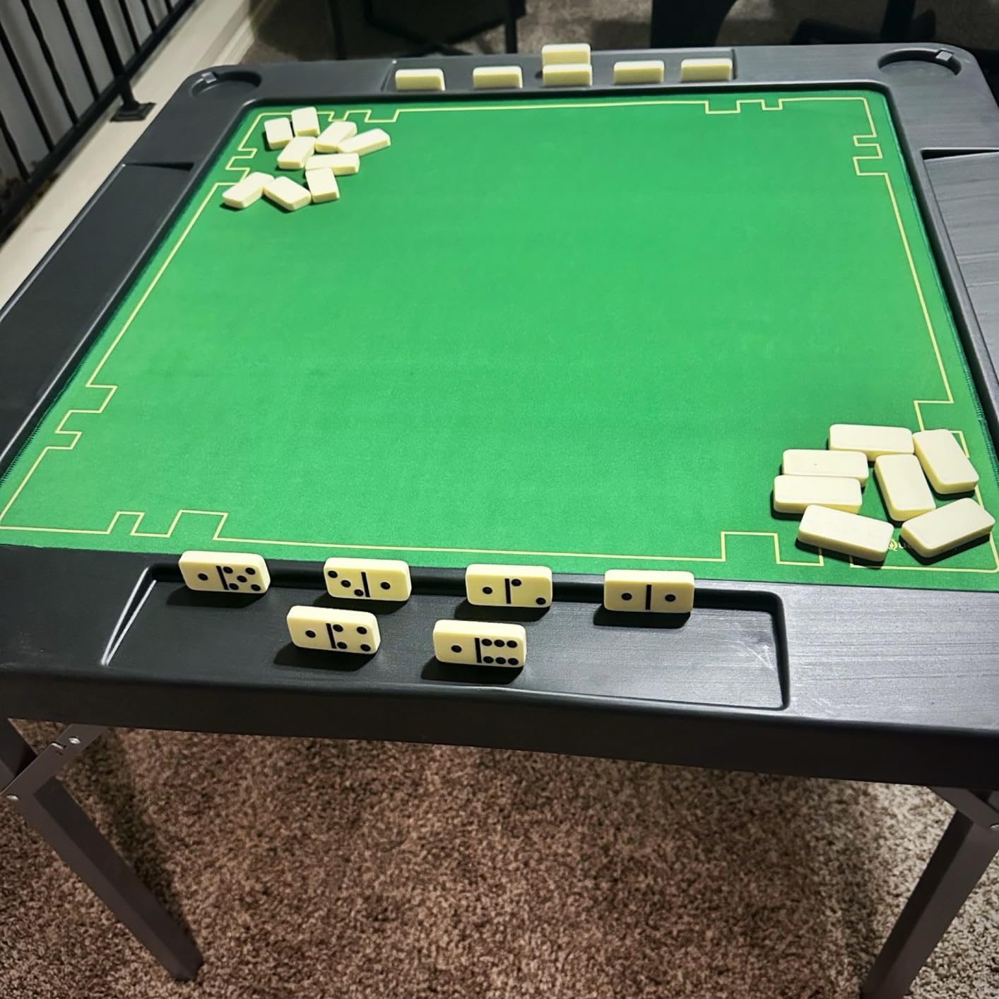 Queensell Folding Game Table with Double Sided Mat, Foldable Board Game Table for Mahjong, Domino, Poker, Puzzle, Card - 35 x 35 x 27 Inches with Storage Bag customer photo 1