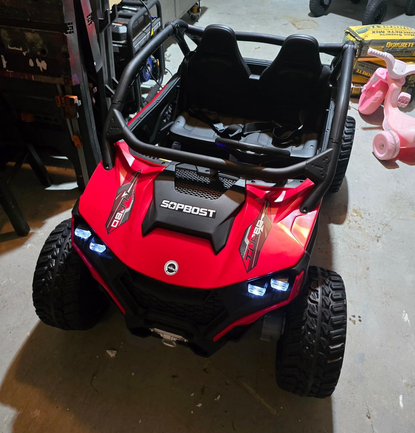 sopbost XL 24V Real 2 Seater Kids UTV Ride-On Car with Remote Control 4x4 4WD Electric Vehicle for Kids 3-8 to Drive, Bluetooth Music, 4 Spring Suspension, 21.85