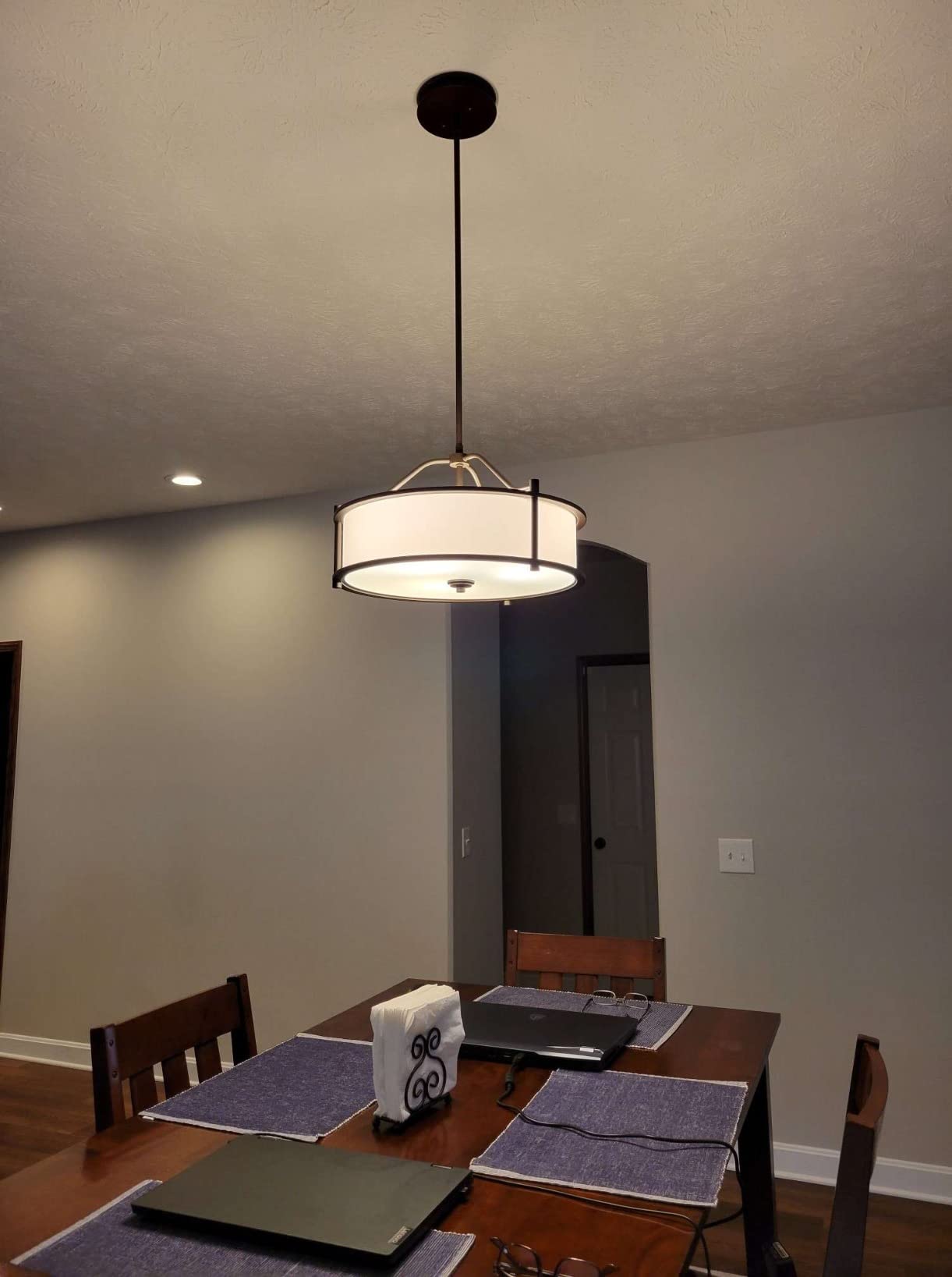 XiNBEi Lighting Drum Chandelier Black Pendant Light for Living Dining Room customer photo 2