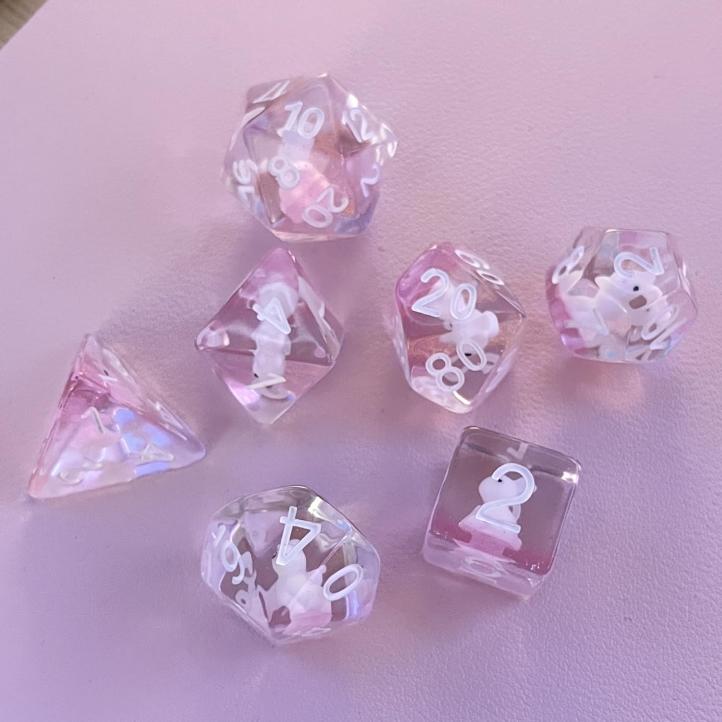Duck DND Resin Dice, DNDND 7PCS Dungeons and Dragon Dice Set with Velvet Bag for D&D Role Playing Games and Tabletop Games(Duck customer photo 1