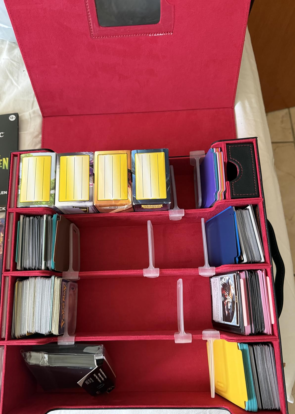 4-Row Trading Card Storage Box, Holds 3200+ Cards [US Patent], Black & Red | Large Capacity, Portable Handle & Display Windows, Compatible with MTG, Commander, Sports Cards and Other Standard TCG Cards customer photo 1