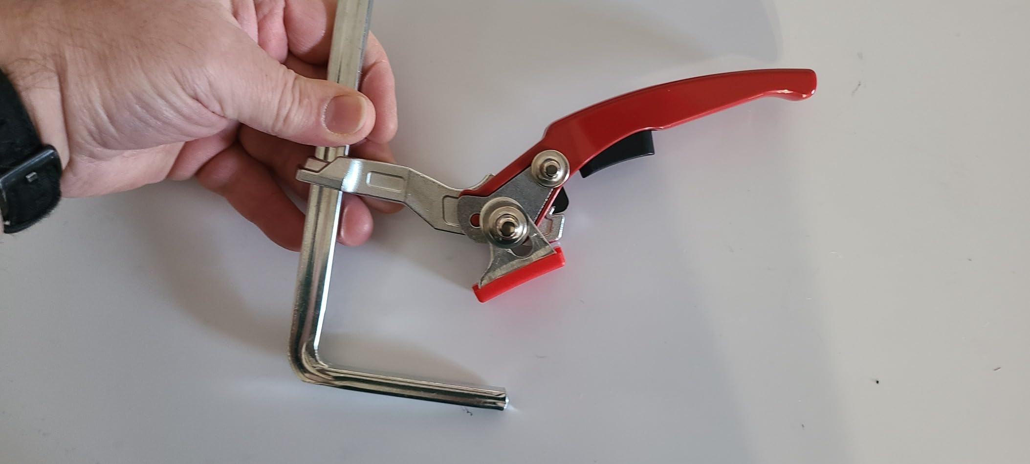 2 Pack Ratcheting Table Clamp, Quick Saw Track Clamps, Ratchet Guide Rail Quick Bar Clamp for MFT Table and Guide Rail System,F-Clamps with 0~6