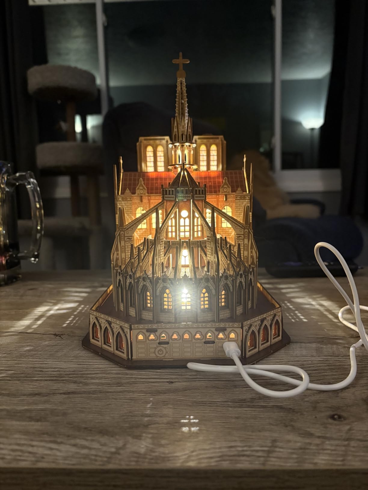 FUNPOLA LED 3D Wood Puzzle Notre Dame de Paris Cathedral Architecture Model customer photo 2