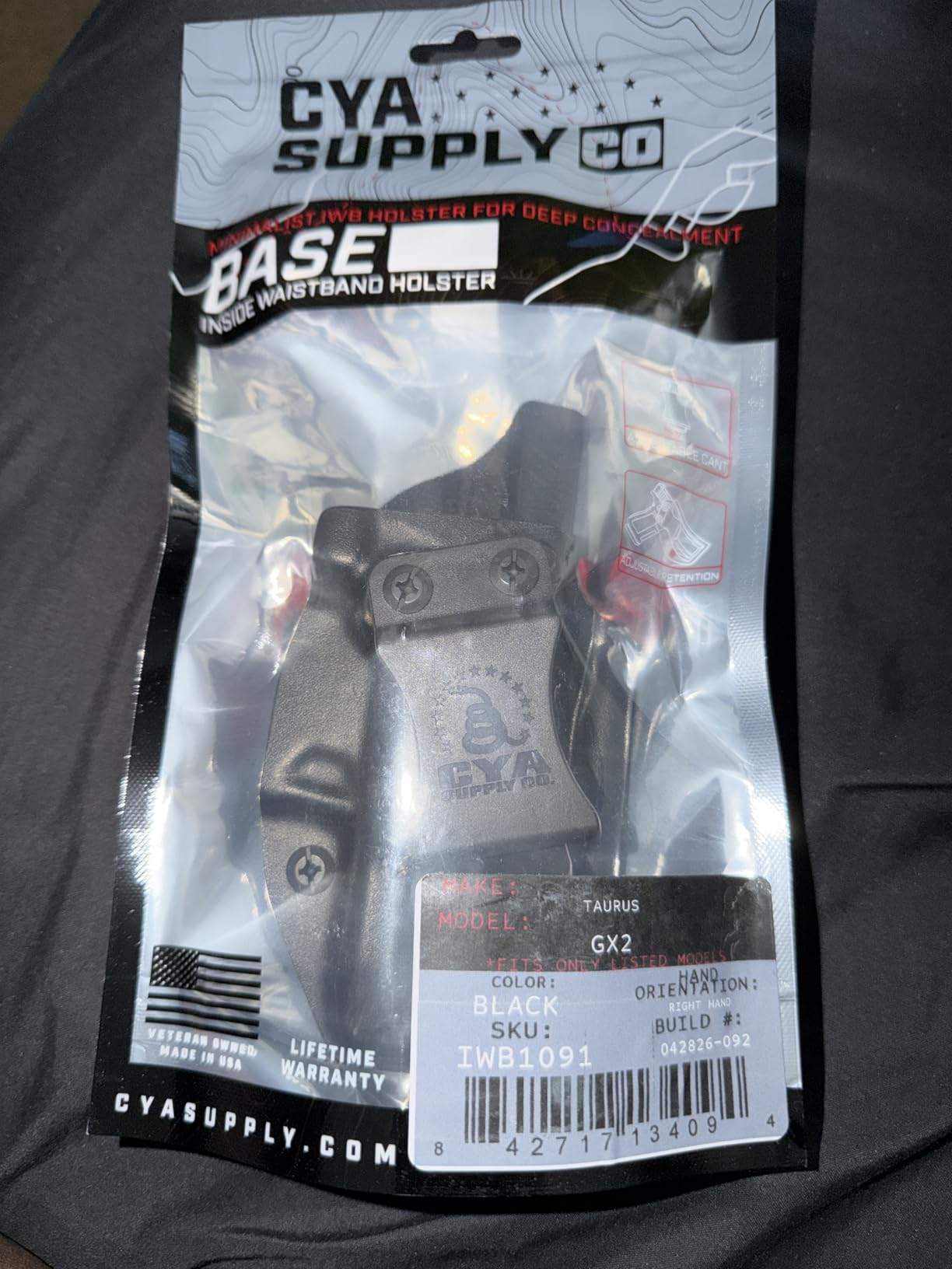 CYA Supply Co Base IWB Holster, Black, Veteran Owned, Made in USA, No Optic customer photo 2