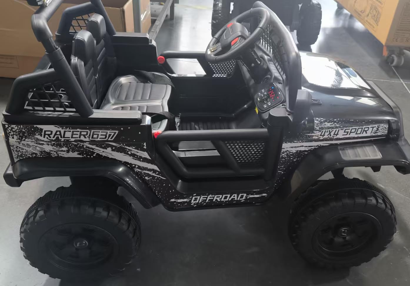 24V Ride on Toys, 2 Seater Kids Electric Car w/Remote Control, 4X4 Motor, 3 Speed, Bluetooth Music, Spring Suspension, LED Light, Off Road Power Car Wheel for Boys Girls Ages 3-8(D-Black) customer photo 2